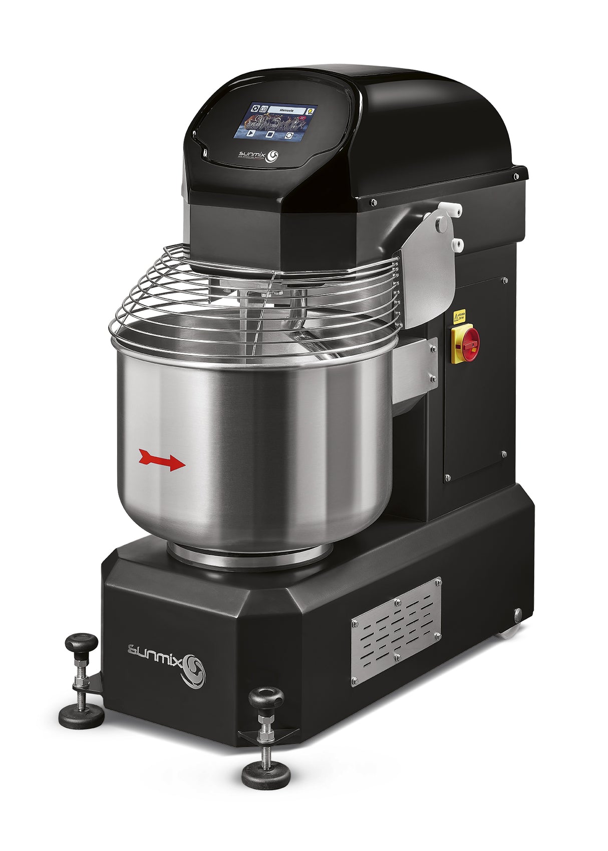 Sunmix Smart 50 spiral mixer in Nero Profondo (black) finish — 50 kg dough capacity, touch-screen control, retractable wheels