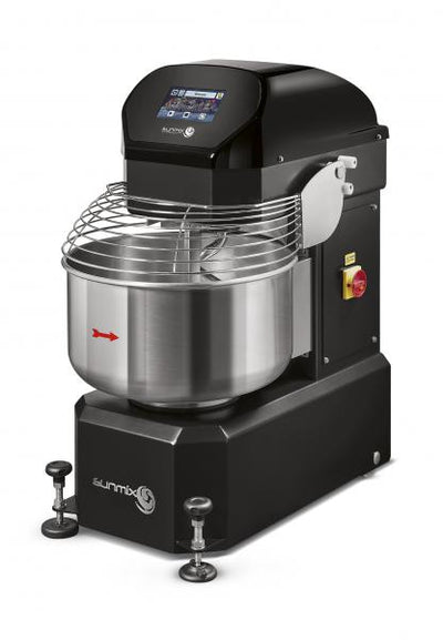 Sunmix Smart 60 spiral mixer in Nero Profondo (black) finish — 60 kg dough capacity, touch-screen control, retractable wheels