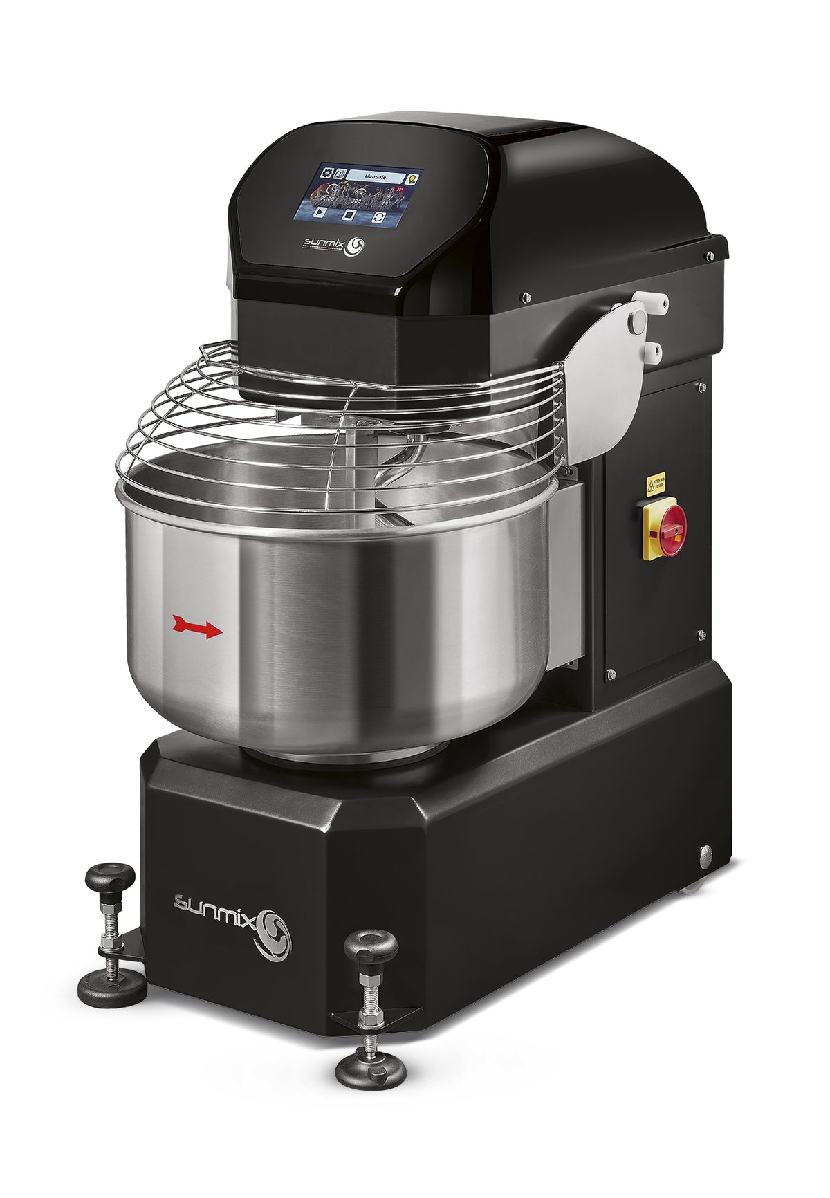 Sunmix Smart 30 spiral mixer in Nero Profondo (black) finish — 30 kg dough capacity, touch-screen control, retractable wheels