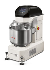 Sunmix Smart 50 spiral mixer in Bianco Puro (pure white) finish — 50 kg dough capacity, touch-screen control, retractable wheels