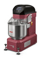 Sunmix Smart 50 spiral mixer in Rosso Rubino (deep ruby red) finish — 50 kg dough capacity, touch-screen control, retractable wheels