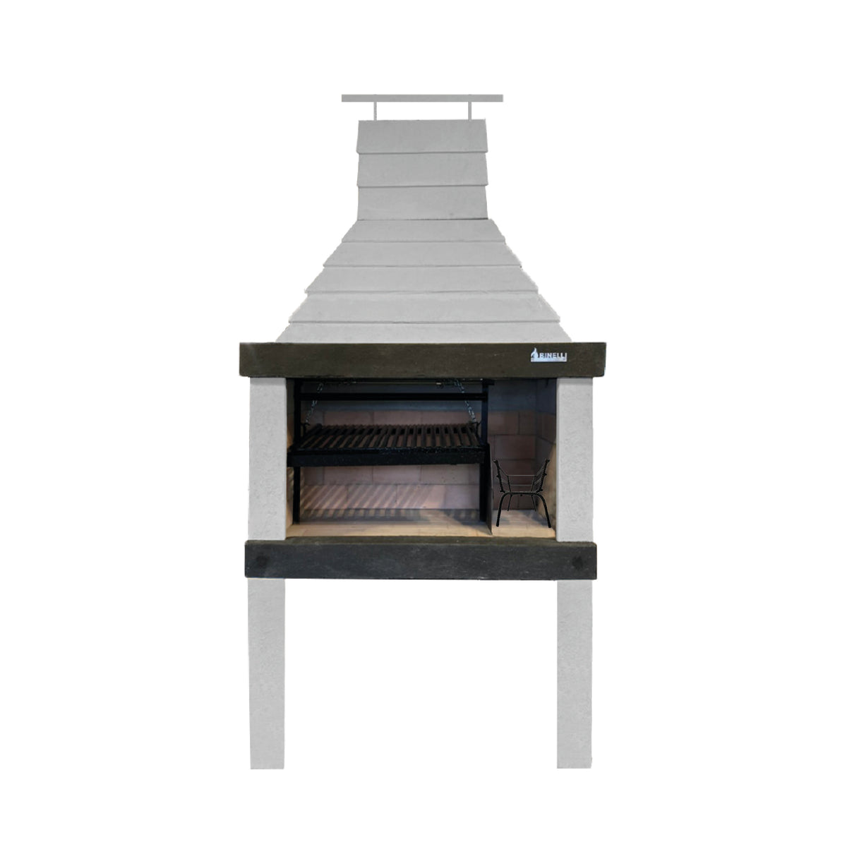 Argentine Grill ECO-02 with fire space, beige with black ring and front, front view