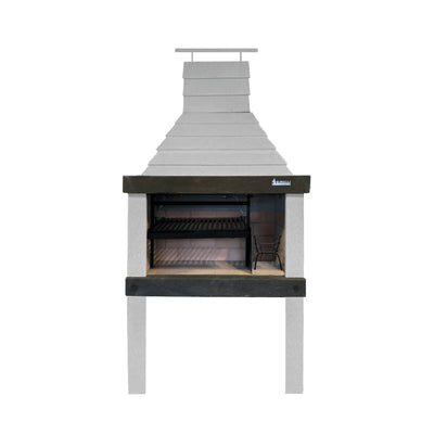 Argentine Grill ECO-02 with fire space, beige with black ring and front, front view
