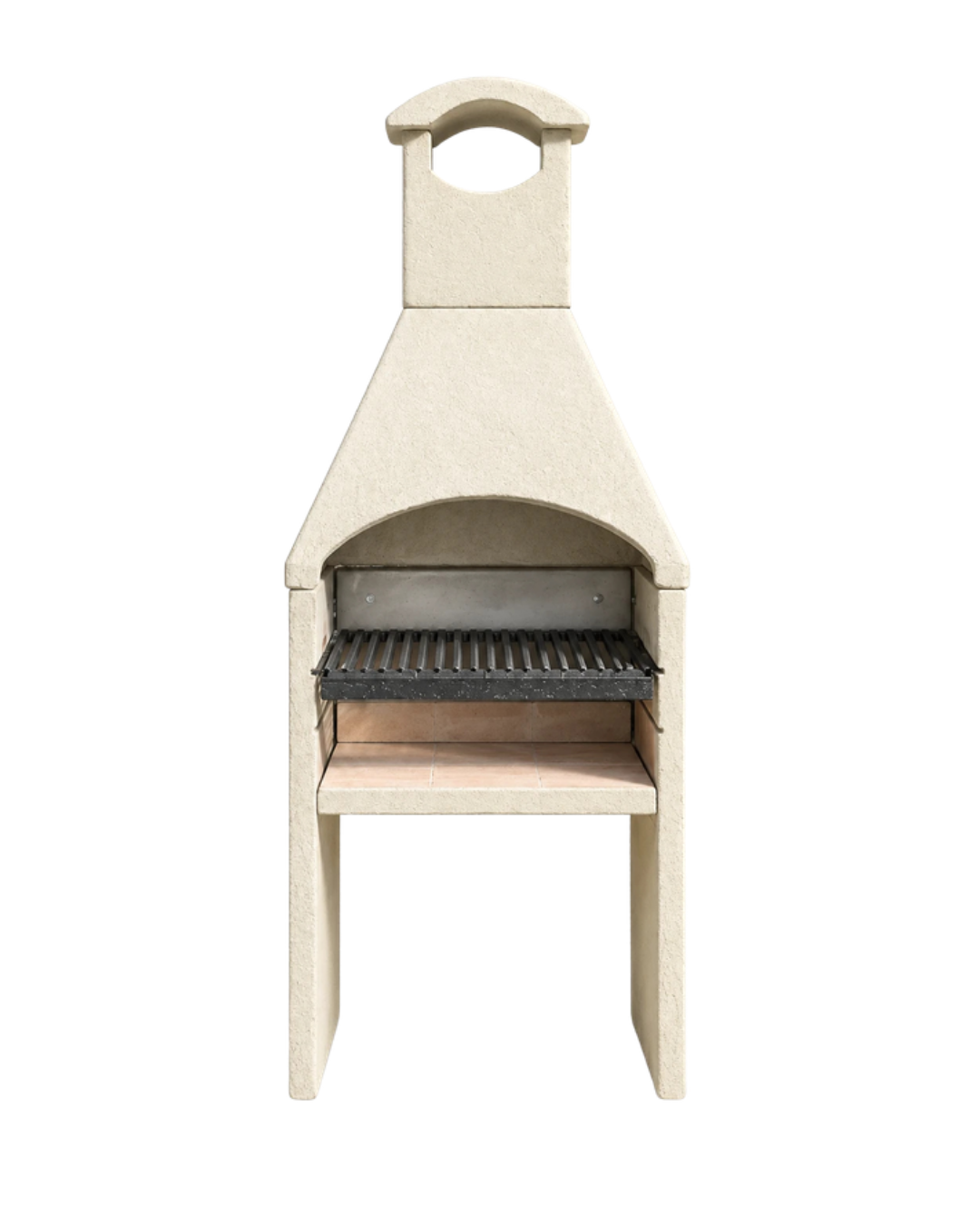 Argentine grill with hood in beige, front view