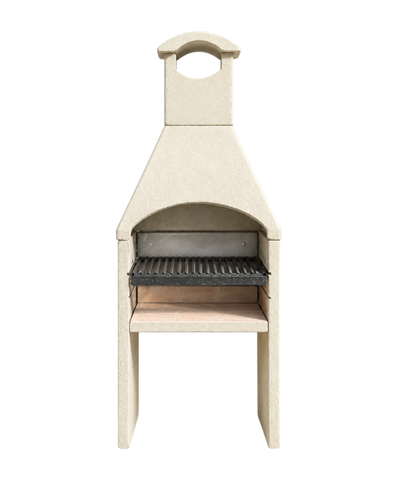 Argentine grill with hood in beige, front view