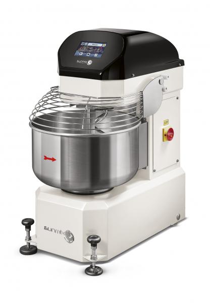 Sunmix Smart 60 spiral mixer in Bianco Puro (pure white) finish — 60 kg dough capacity, touch-screen control, retractable wheels